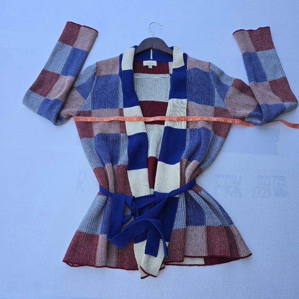ModCloth Simply snuggly Checked Cardigan Red,white And Blue Size L